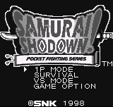 Samurai Shodown title screen for Neo Geo Pocket
